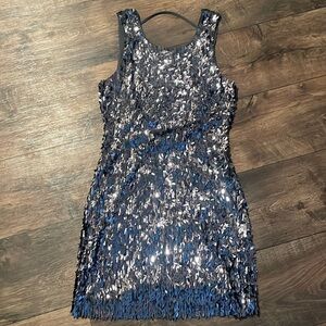 Express Sequenced Silver Dress Size Small